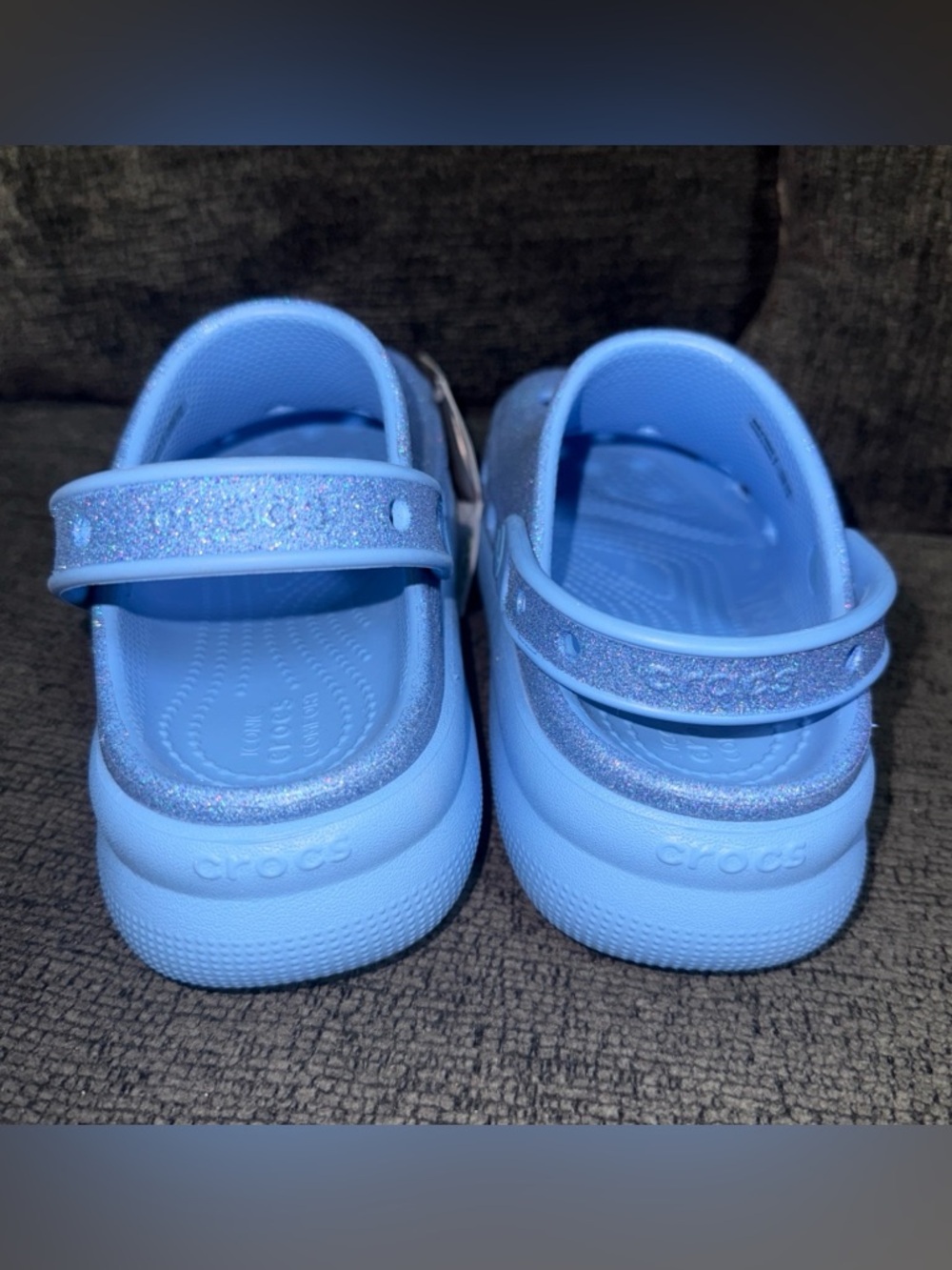 Crocs Blue Glitter Clog Unisex Kids Shoes Crocs Comfort J4- New - Picture 6 of 7
